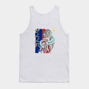 Philippine Flag-Tribal line Art Jellyfish / Baybayin word Matatag (Tough/Stable) Tank Top